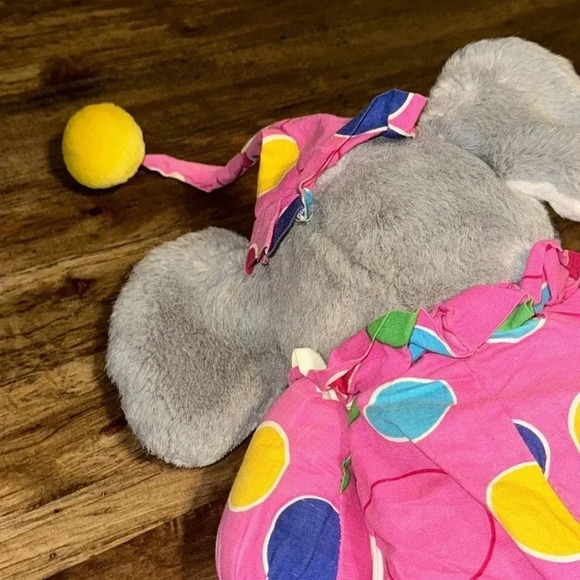 “NEW LOOKS” VTG VHTF Item980129 15” Stuff Animal Toy Elephant Circus Pink/Yellow - Picture 7 of 12